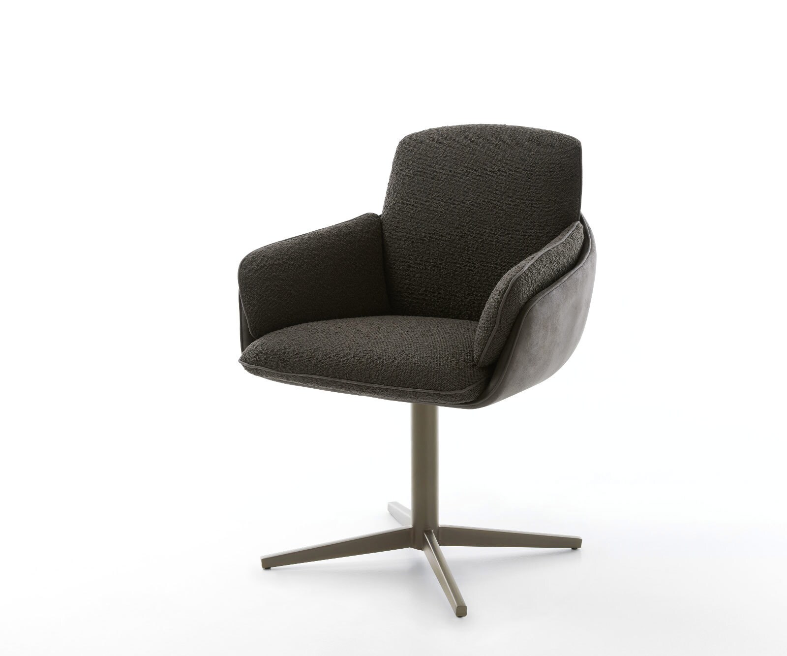 Draaistoel Luan-Flex met armleuning materiaalmix zwart kruispoot afwerking met titanium 360° draaibaar