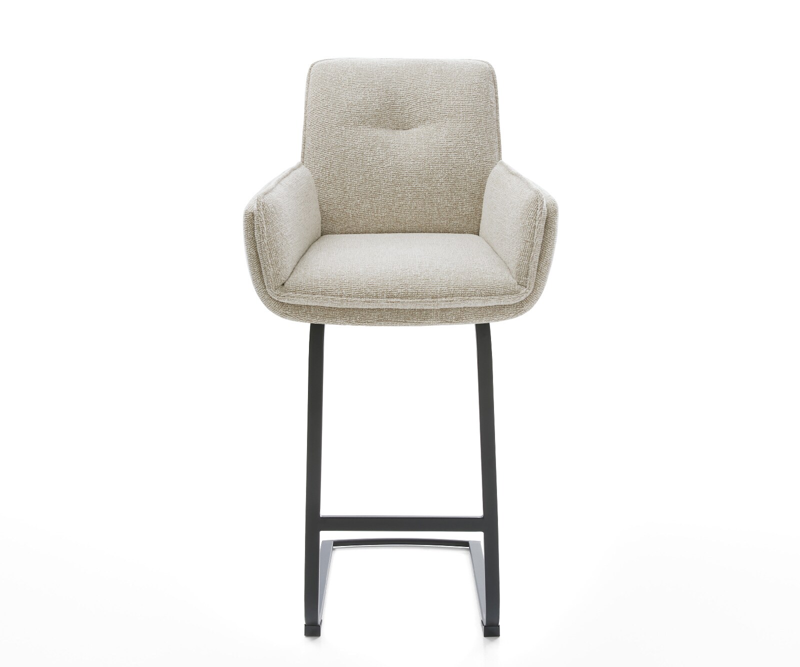 Barstoel Nela-Flex Zachte Geweven stof Beige Vrijkantelframe plat metaal Zwart 2