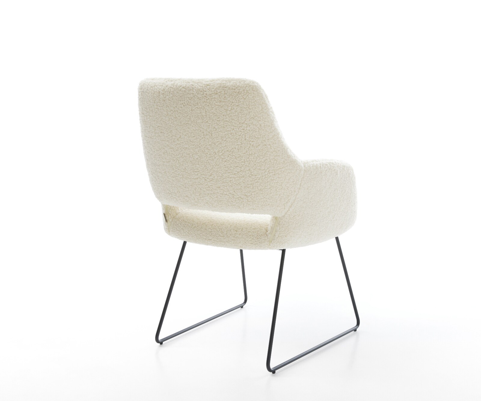 Eetkamerstoel Yago-Flex met armleuning teddy beige slipframe zwart pocketveer kern 4