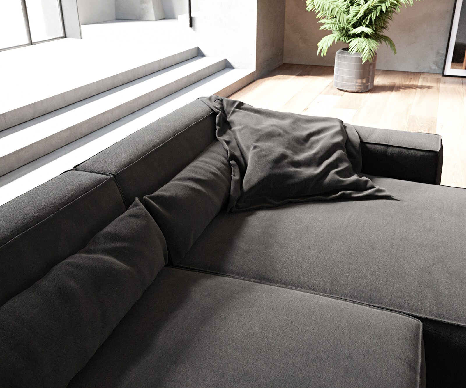 Hoekbank Sirpio XL 370x170 cm microvezel zwart recamiere variabele 4