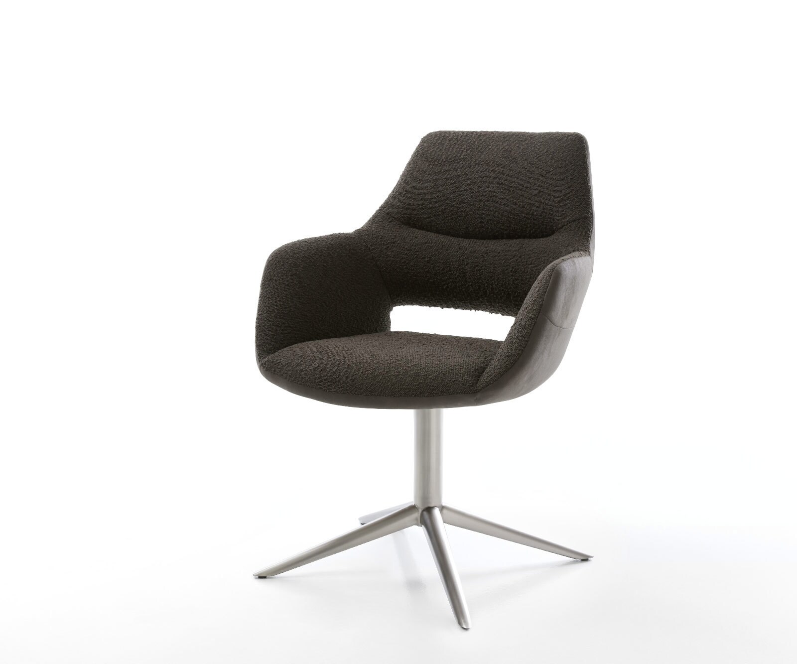 Draaistoel Yago-Flex met armleuning materiaalmix zwart kruispoot roestvrij staal 360° draaibaar rocker-functie pocketveer kern 1