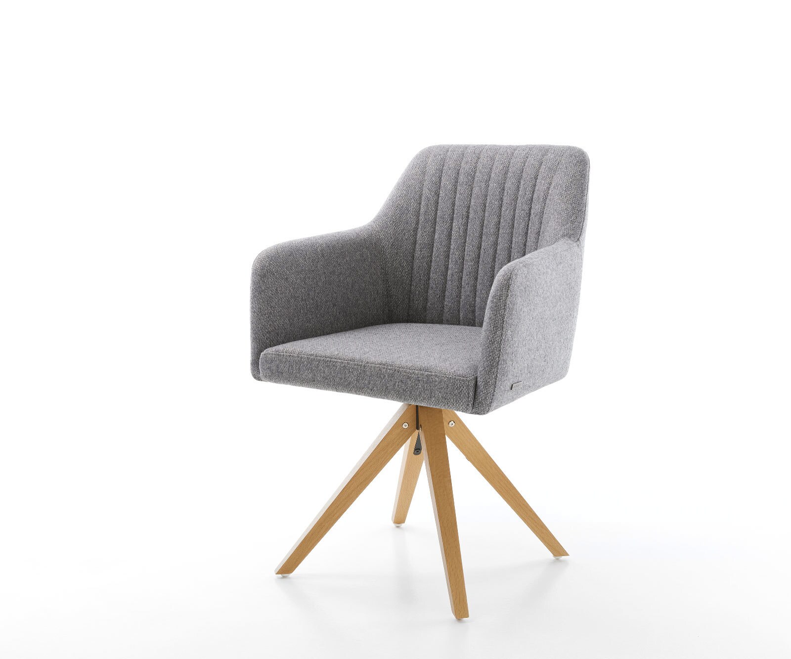 Eetkamerstoel Greg-Flex structuurstof lichtgrijs houten frame hoekig natuur pocketveer kern