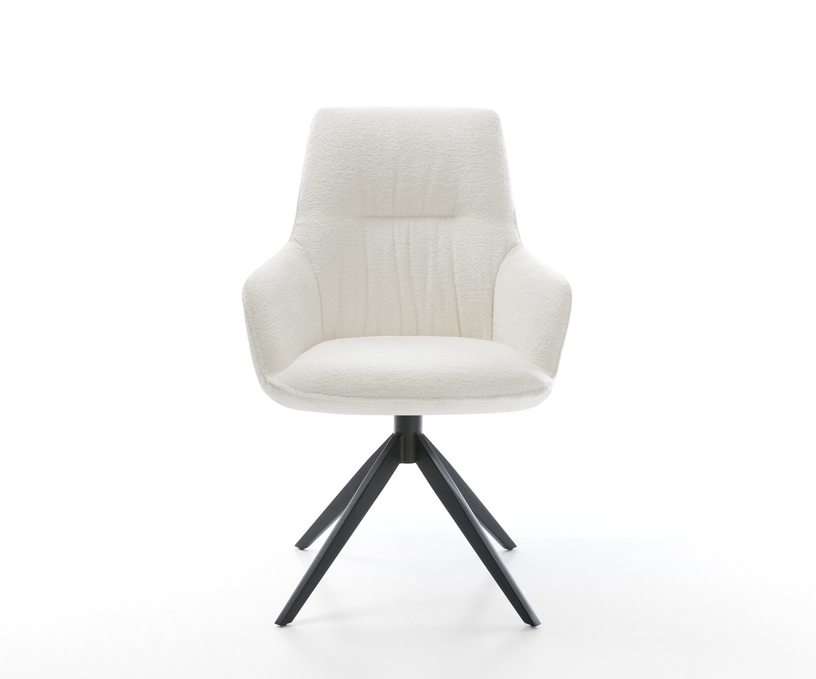 Draaistoel Zelia-Flex met armleuning bouclé zacht beige kruisframe breed zwart 360° draaibaar rocker-functie pocketveer kern 2
