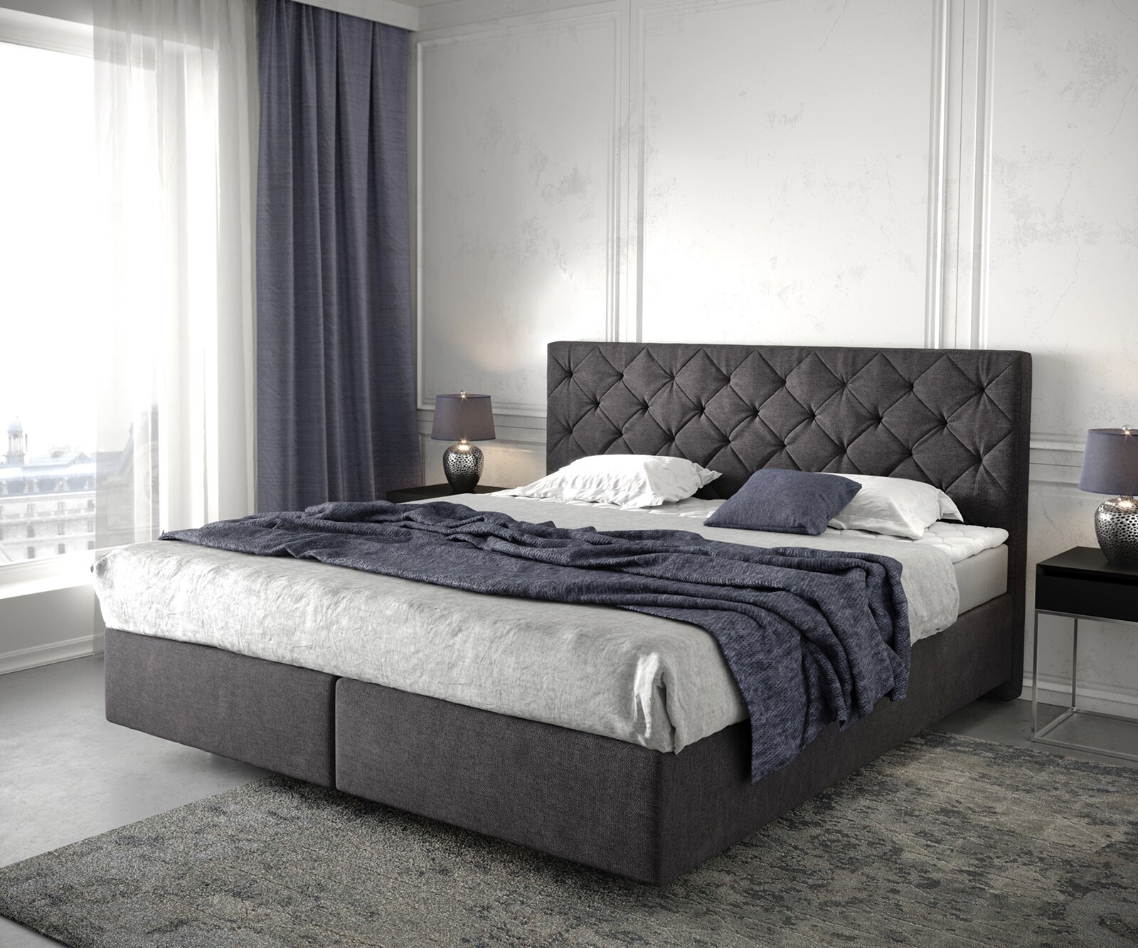 Boxspringbed Dream-Great 180x200 cm zwart met matras en topper