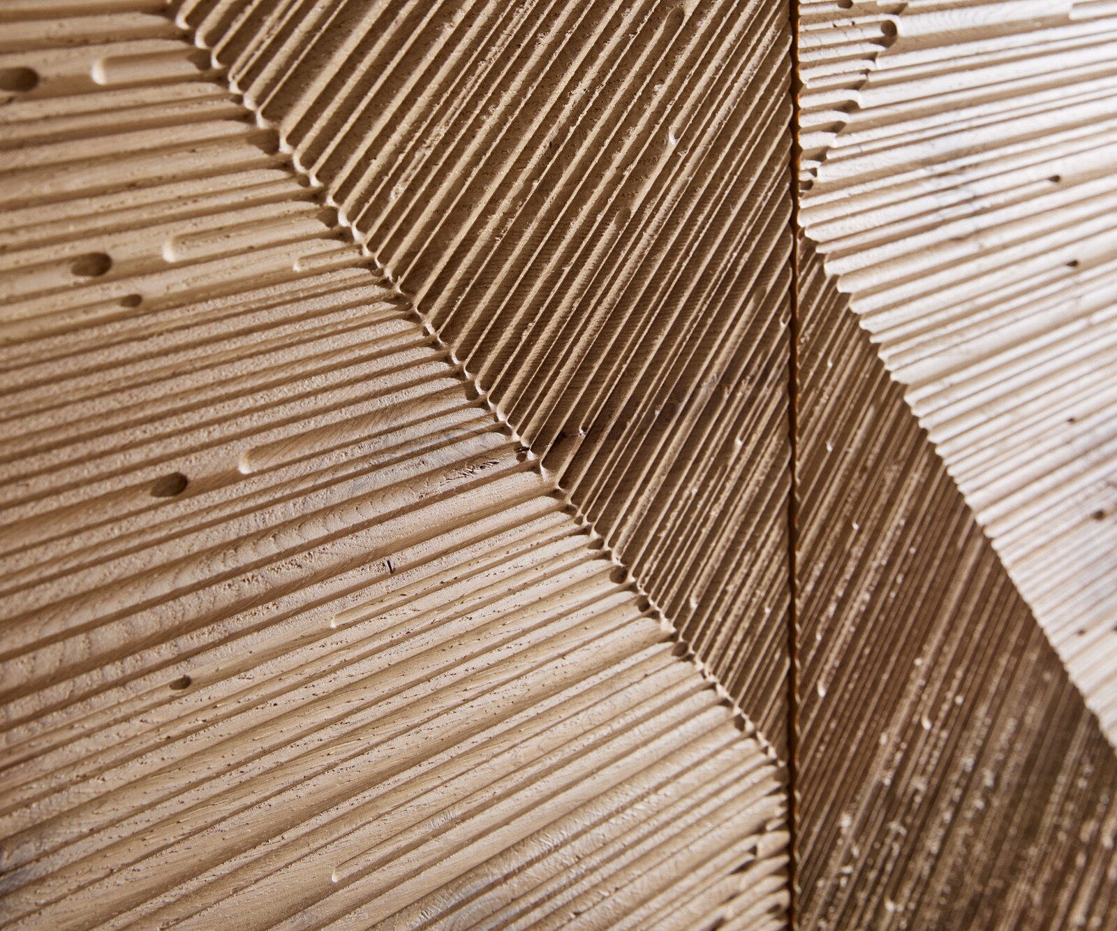 Dressoir Tereos 200 cm eiken natuur 3D-effect 4 deuren hoekpoot geborsteld RVS 1