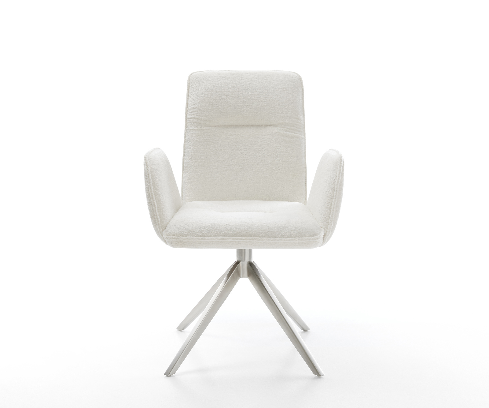 Draaistoel Vinja-Flex bouclé zacht beige kruisframe breed roestvrij staal 360° draaibaar rocker-functie 1