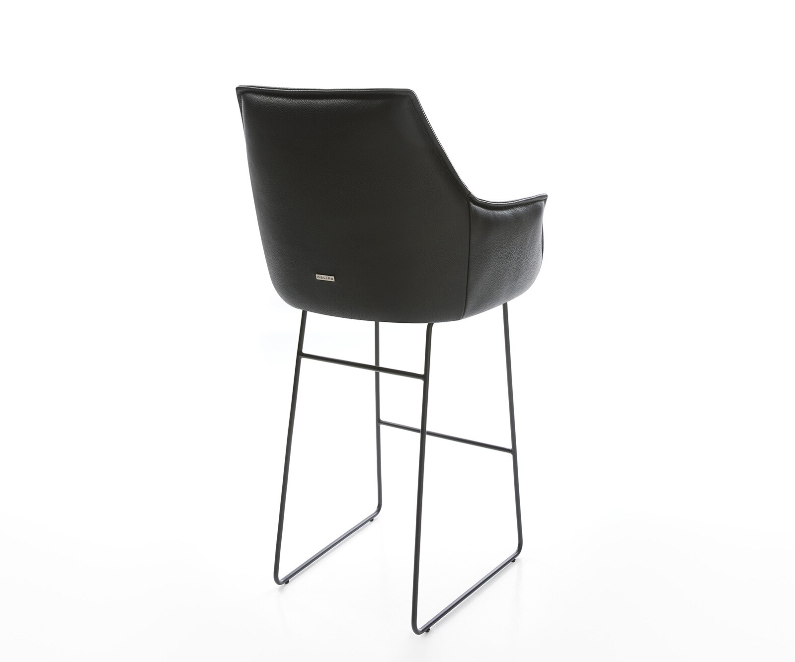 Barstoel Alja-Flex Volledig leer Zwart Metalen sledestoel Zwart pocketvering 4