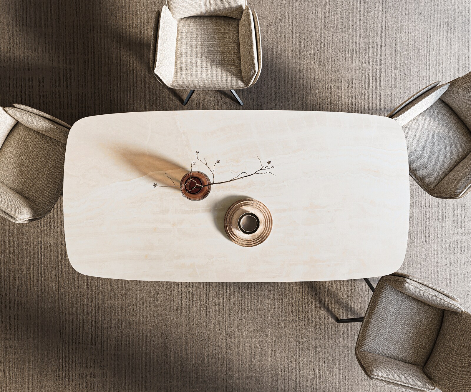 Eettafel Edge boot 200x100 cm keramiek Onyx Champagne Spider platstaal zwart 5