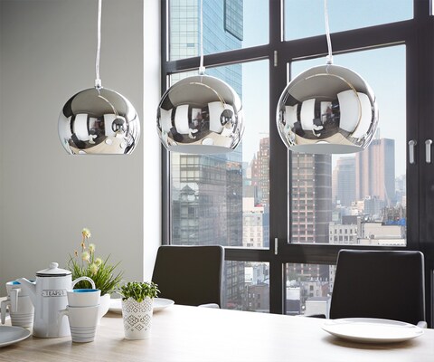 Plafondlamp Pentola 75 cm chroom zilverkleurig metaal