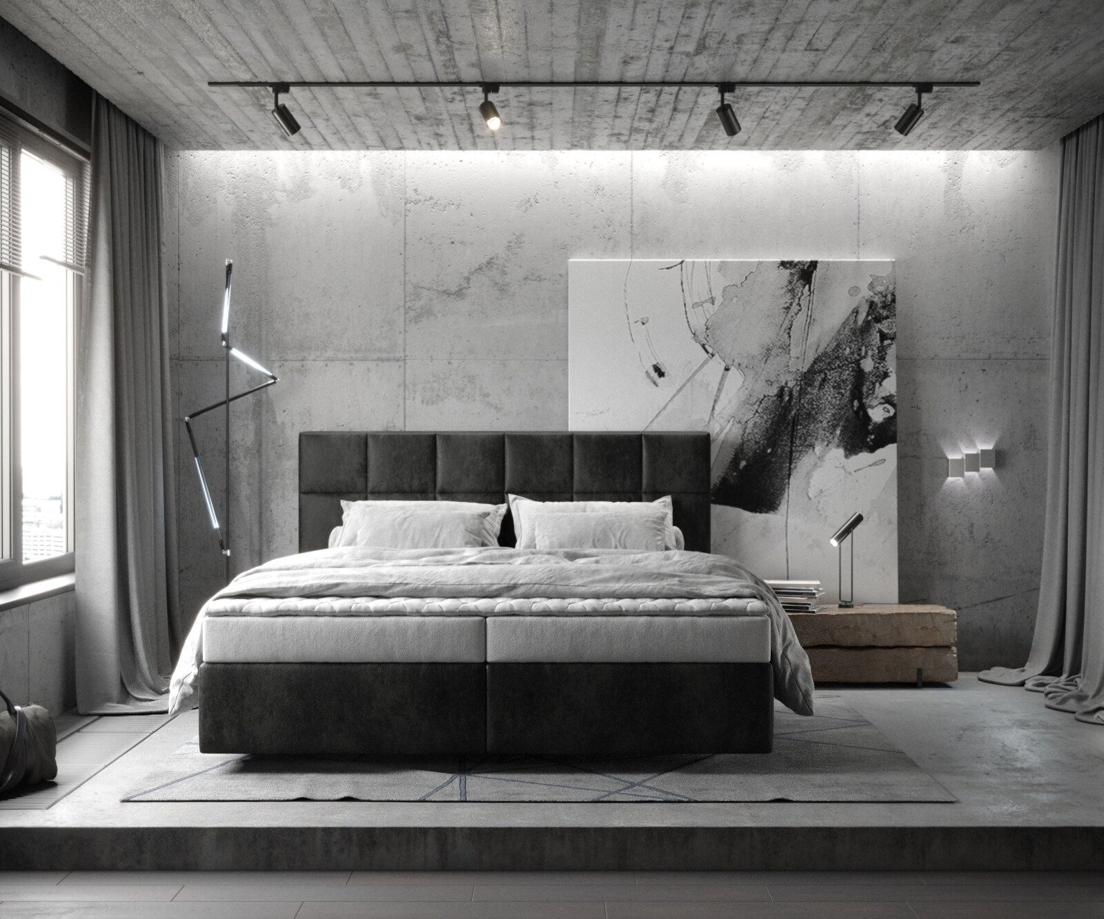 Boxspringbed Dream-Fine 180x200 microvezel antraciet Vintage 1