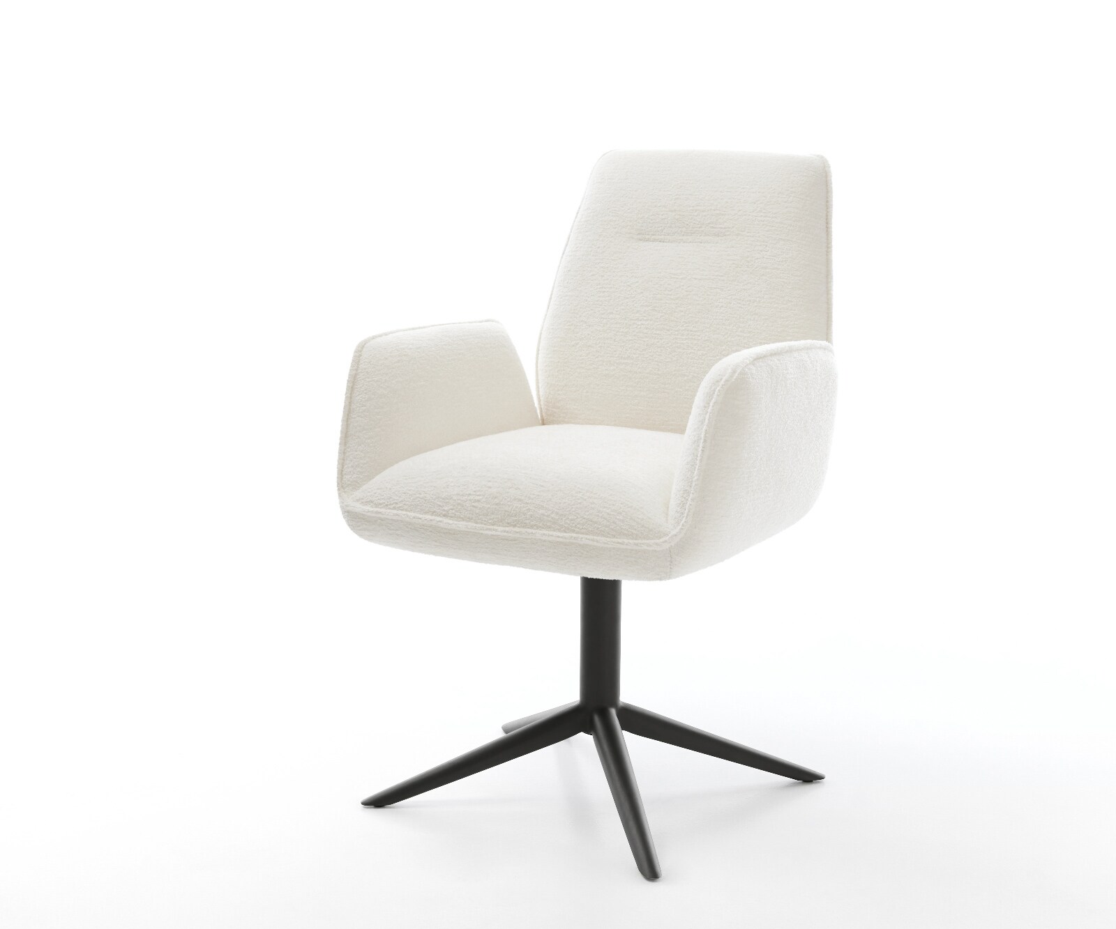 Draaistoel Zoa-Flex bouclé zacht beige kruispoot zwart 360° draaibaar rocker-functie pocketveer kern