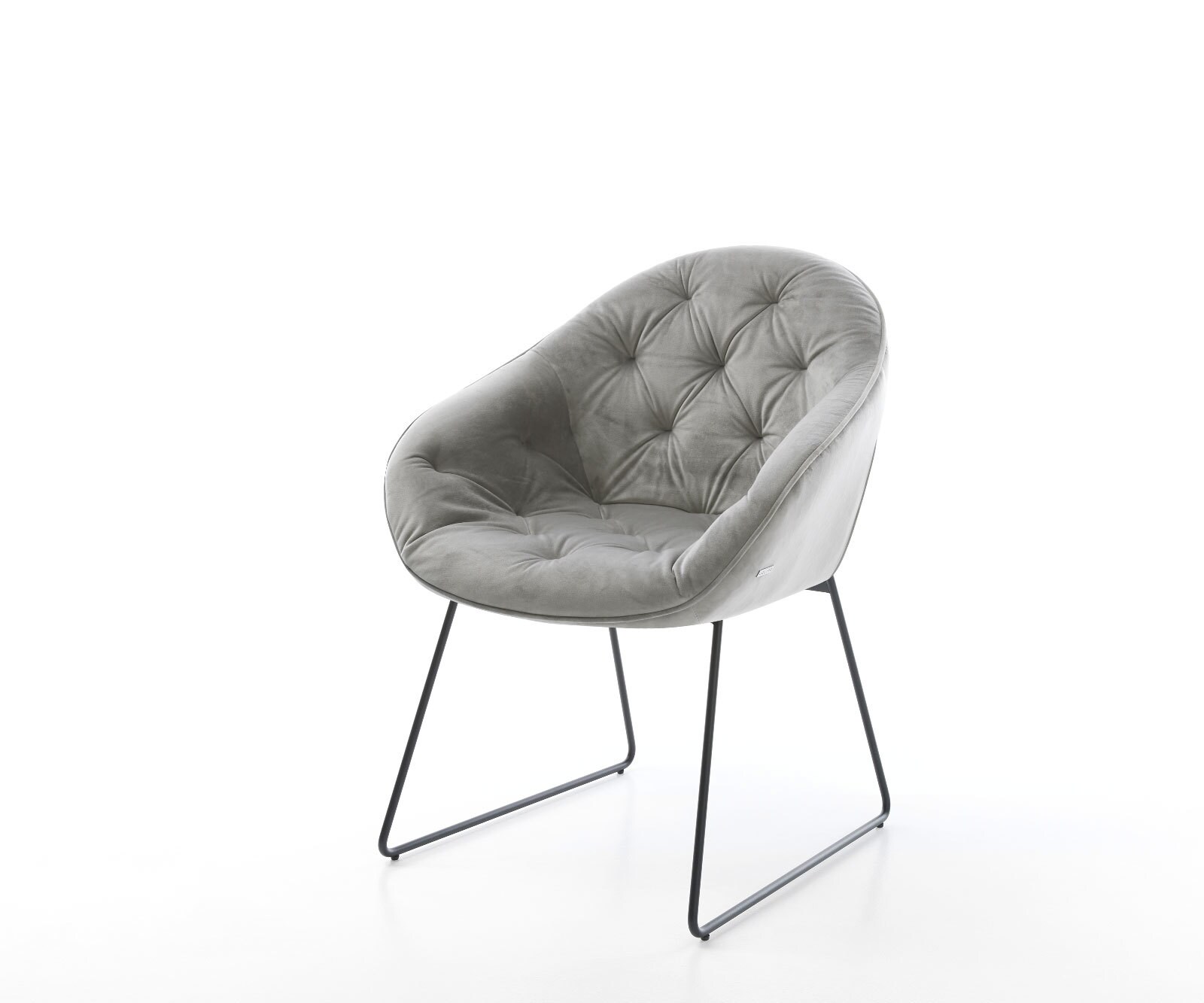 Eetkamerstoel Gaio-Flex fluweel grijs slipframe zwart Eetkamerstoel Gaio-Flex fluweel grijs slipframe zwart