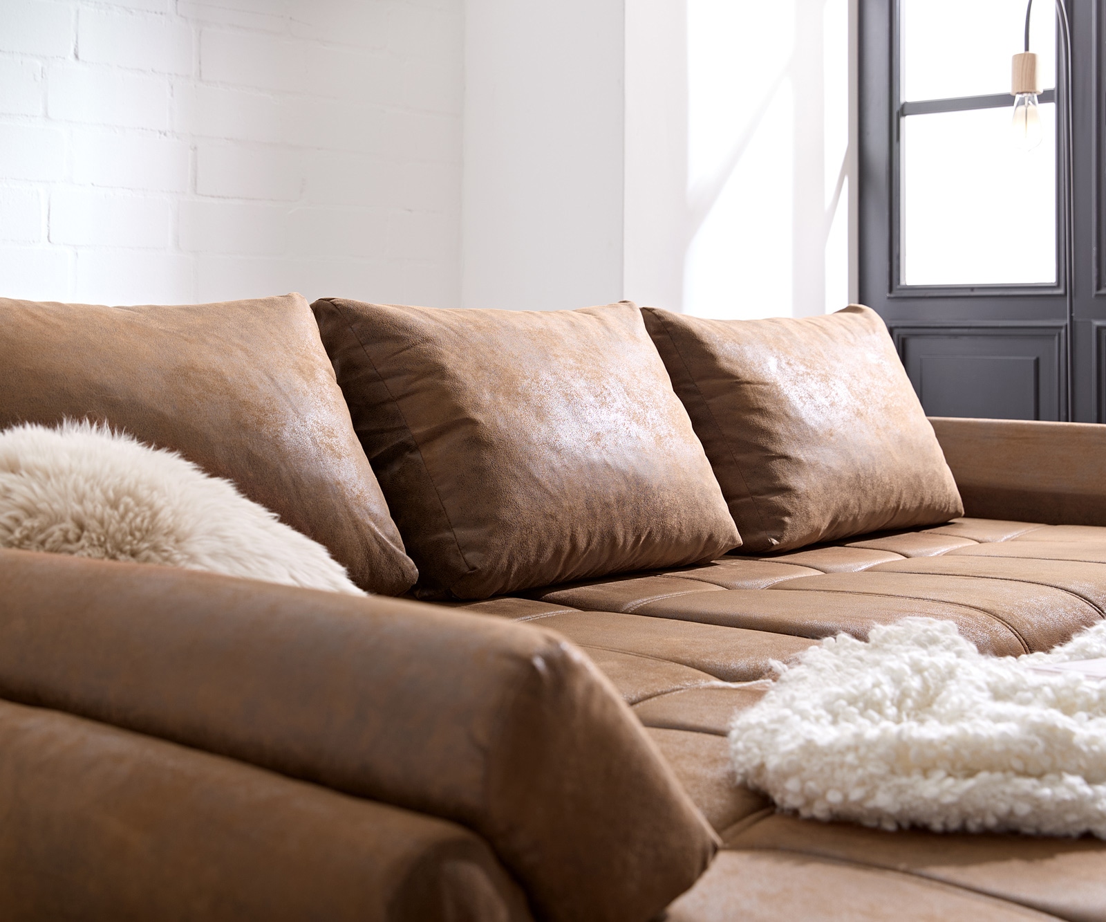 Hoekbank Loana 275x185 cm bruin met slaapfunctie  6 Hoekbank Loana 275x185 cm bruin met slaapfunctie  6