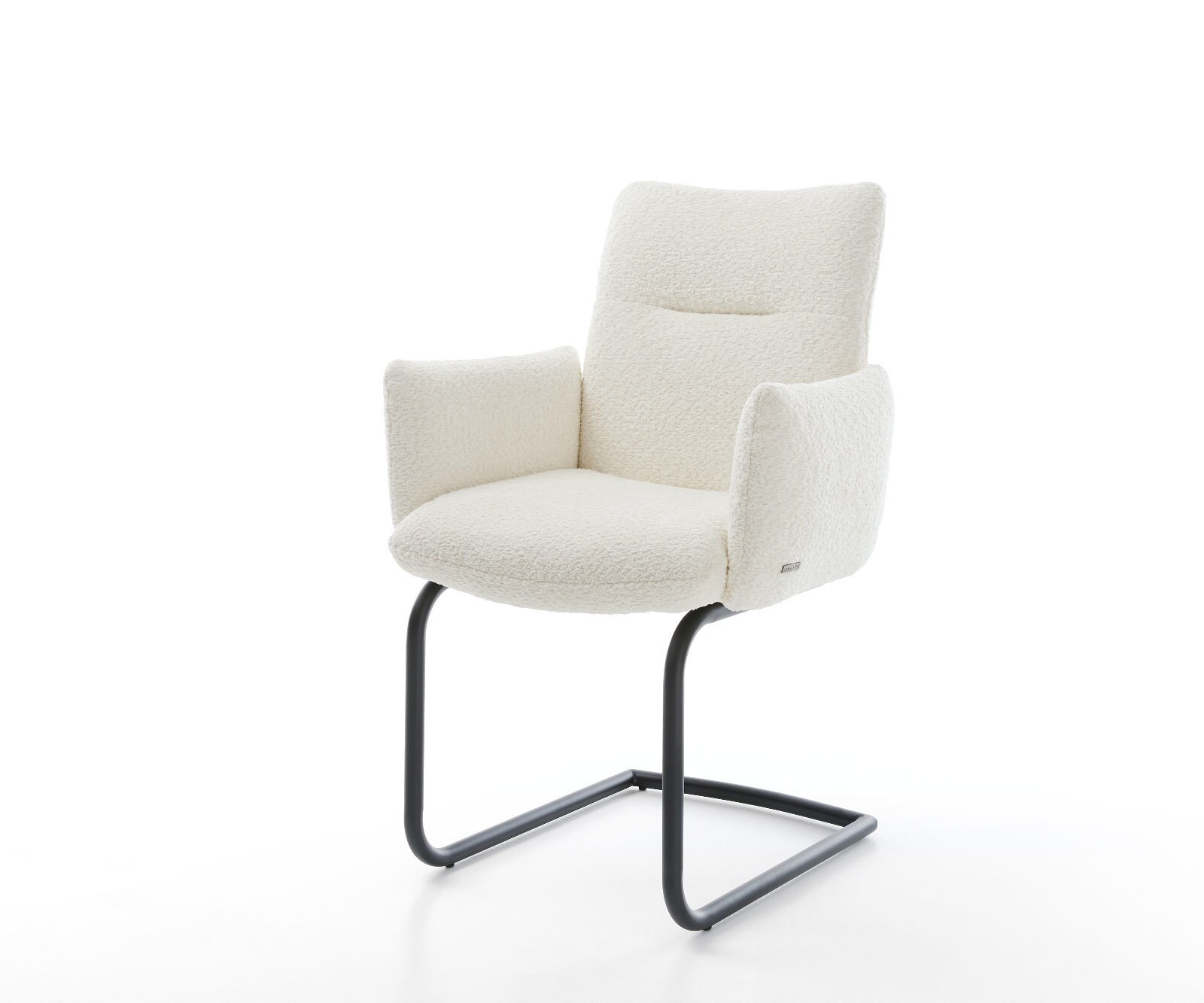 Sledemodel Jova-Flex met armleuning bouclé wit sledemodel rond zwart pocketveer kern