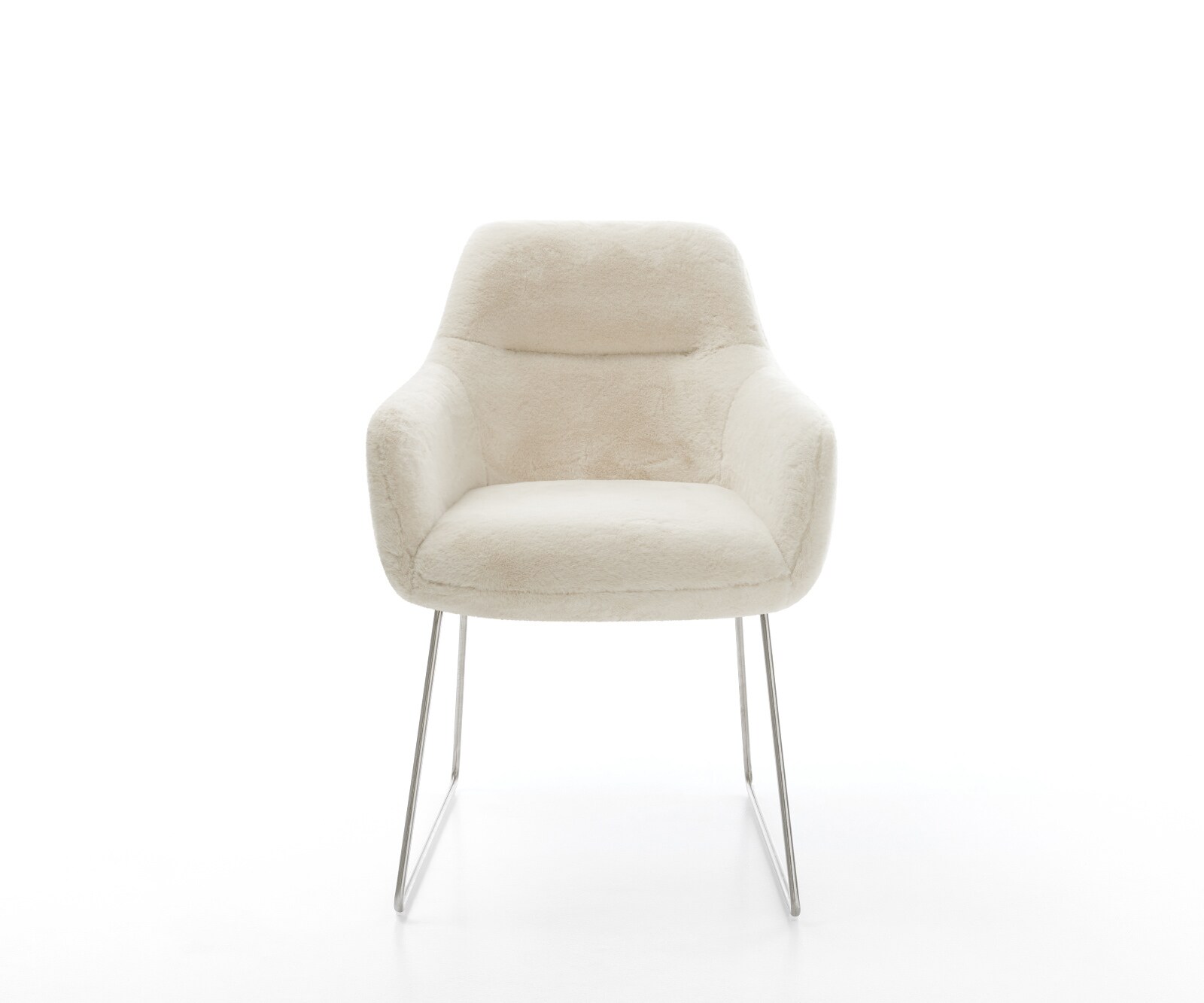 Eetkamerstoel Pejo-Flex pluchen crème-wit slipframe roestvrij staal pocketveer kern 2