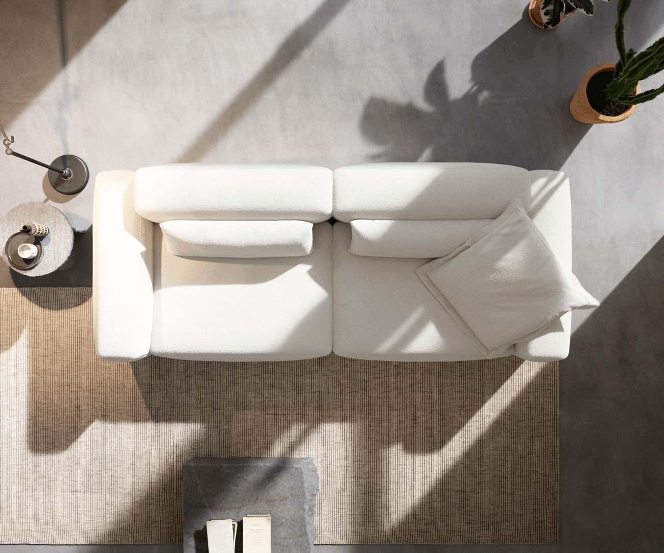 Bigsofa Freestyle 280x110 cm Bouclé Crème-wit kapnaad 5