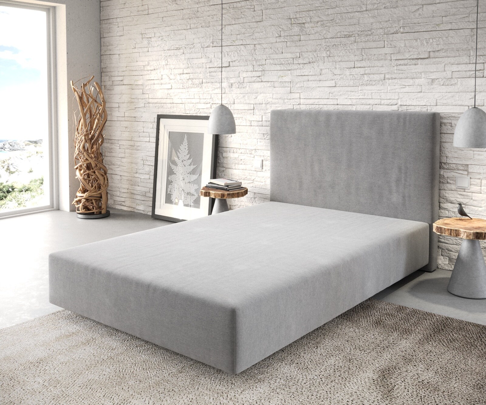 Boxspringframe Dream-Well 120x200 cm Microvezel Grijs