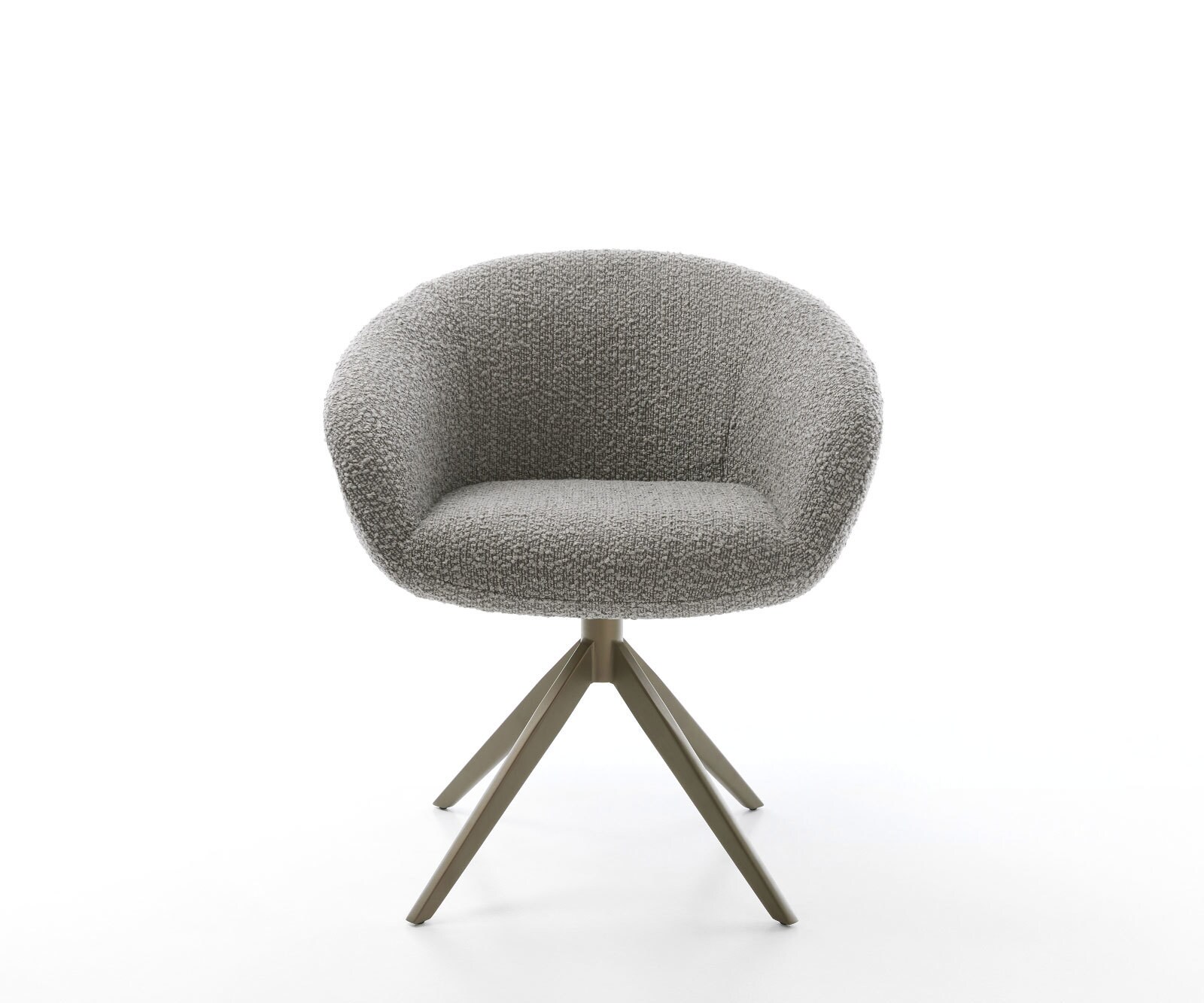 Draaistoel Vinka-Flex met armleuning bouclé zilver grijs kruisframe breed afwerking met titanium 360° draaibaar rocker-functie pocketveer kern 1