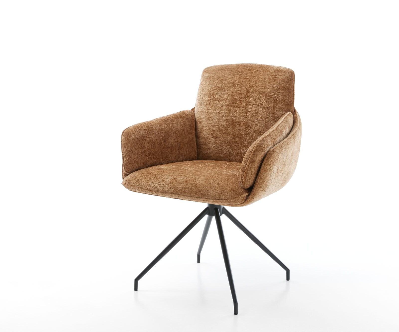 Draaistoel Luan-Flex met armleuning chenille Roest kruisframe conisch zwart 180° draaibaar