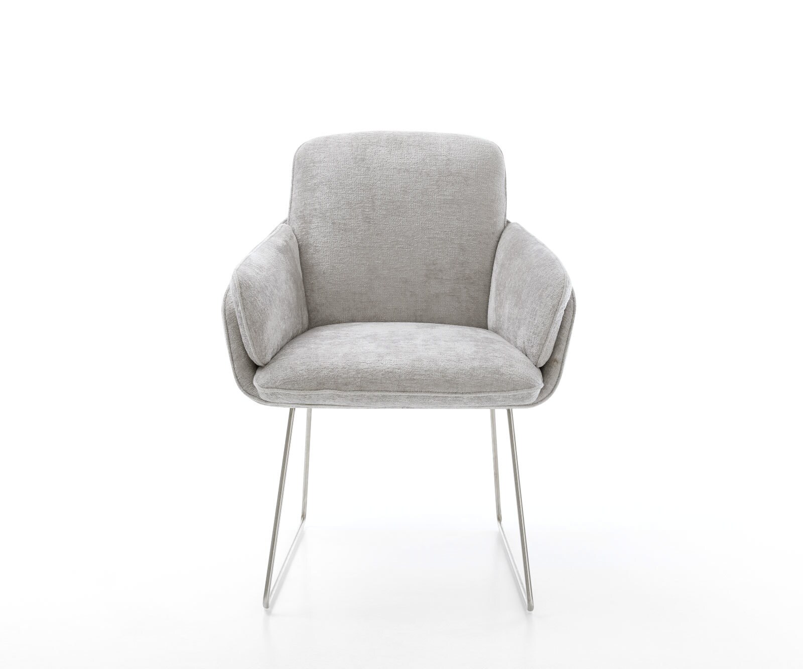Eetkamerstoel Luan-Flex met armleuning chenille zilver grijs slipframe roestvrij staal 1 Eetkamerstoel Luan-Flex met armleuning chenille zilver grijs slipframe roestvrij staal 1