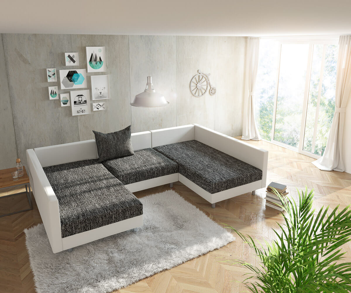 Woonlandschap Clovis wit zwart modulaire bank 3