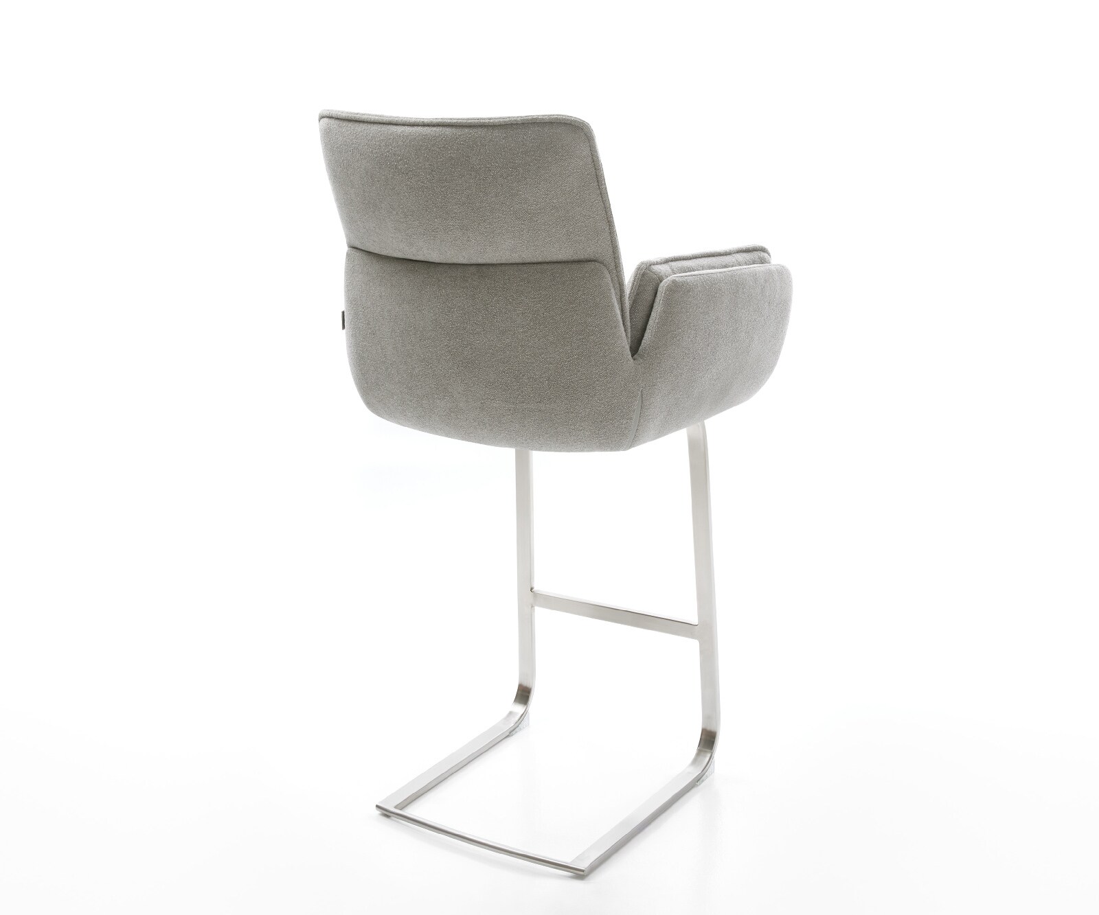 Barstoel Nela-Flex Zachte stof met structuur Grijs Vrijkantelframe plat roestvrij staal Zilver 5