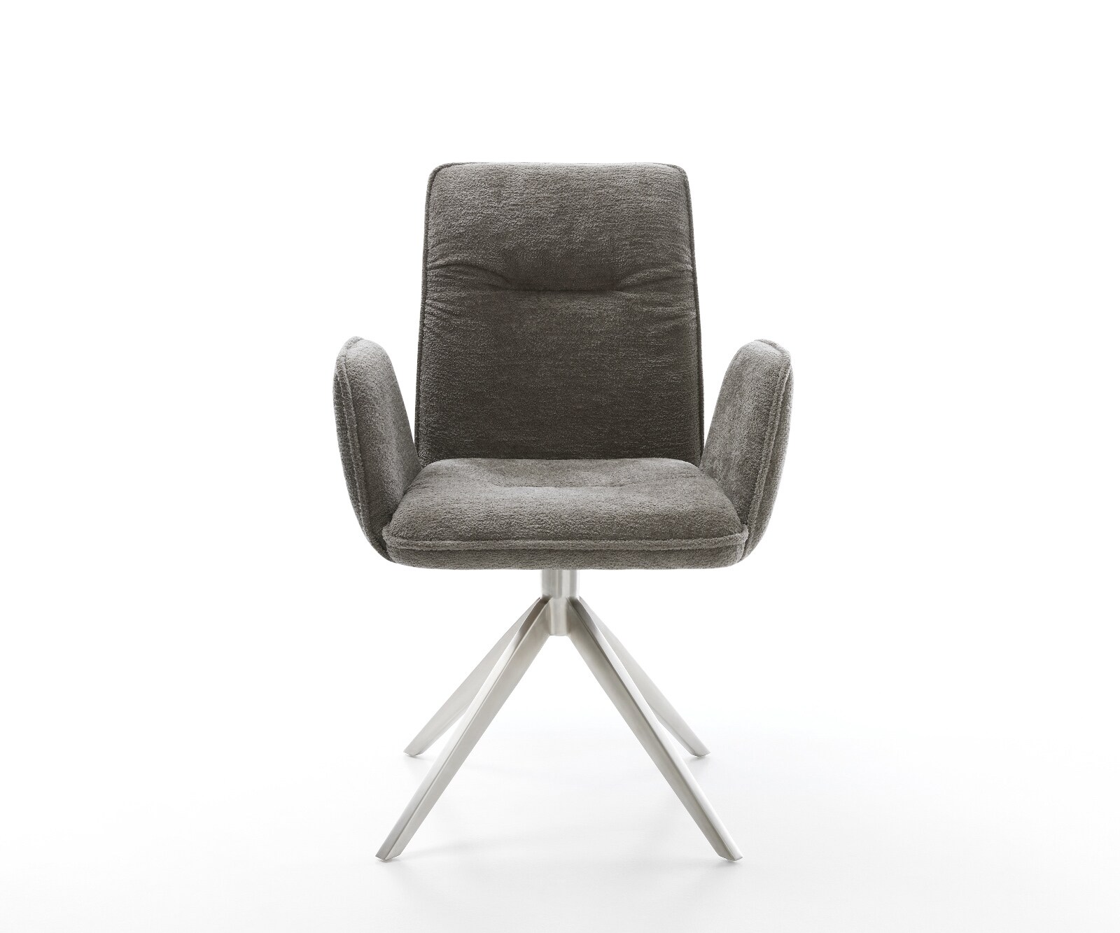 Draaistoel Vinja-Flex bouclé zacht mud kruisframe breed roestvrij staal 360° draaibaar rocker-functie 2