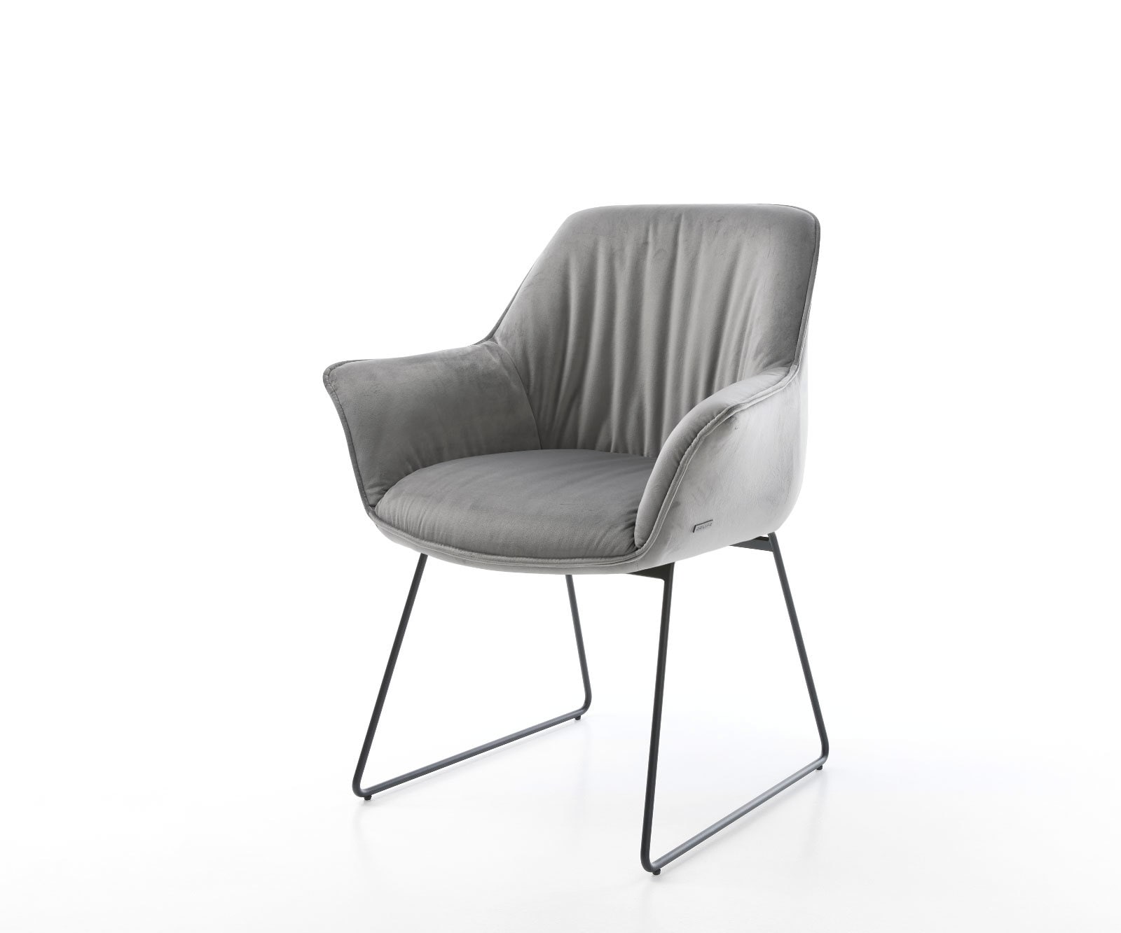 Eetkamerstoel Keila-Flex met armleuning fluweel grijs slipframe zwart 1