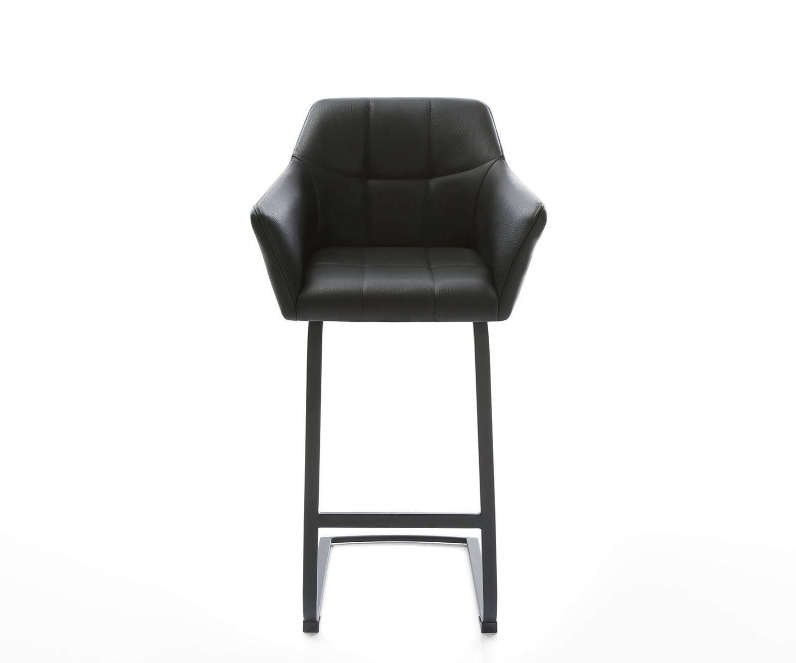 Barstoel Yulo-Flex echt leer zwart sledestoel vlak metaal 1 Barstoel Yulo-Flex echt leer zwart sledestoel vlak metaal 1