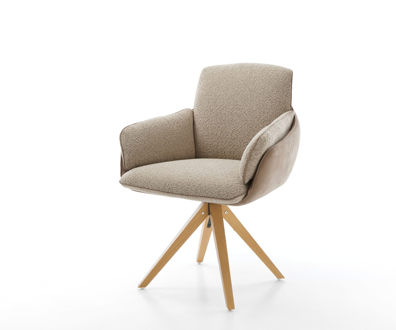 Draaistoel Luan-Flex met armleuning materiaalmix mud houten frame hoekig natuur 180° draaibaar