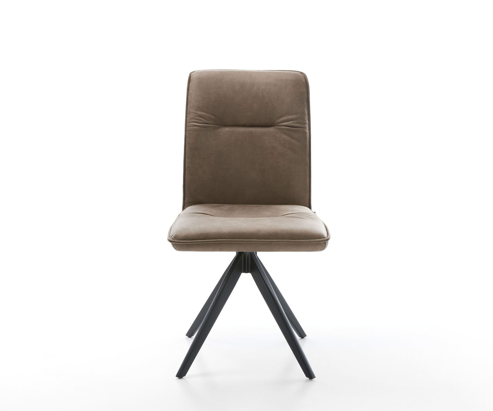 Eetkamerstoel Vinjo-Flex microvelours taupe vintage kruisframe hoekig zwart 1 Eetkamerstoel Vinjo-Flex microvelours taupe vintage kruisframe hoekig zwart 1