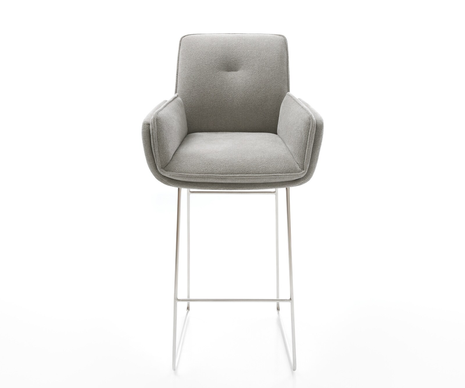Barstoel Nela-Flex Zachte stof met structuur Grijs Sledeonderstel roestvrij staal Zilver 2