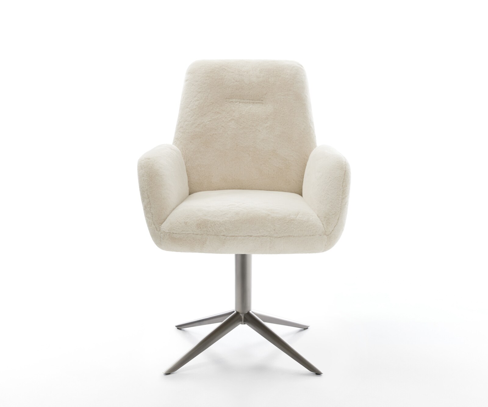 Draaistoel Zoa-Flex pluchen crème-wit kruispoot grafiet 360° draaibaar rocker-functie pocketveer kern 2