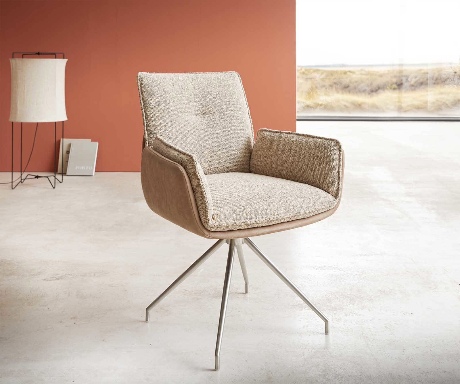 Draaistoel Nela-Flex materiaalmix mud kruisframe conisch roestvrij staal 180° draaibaar