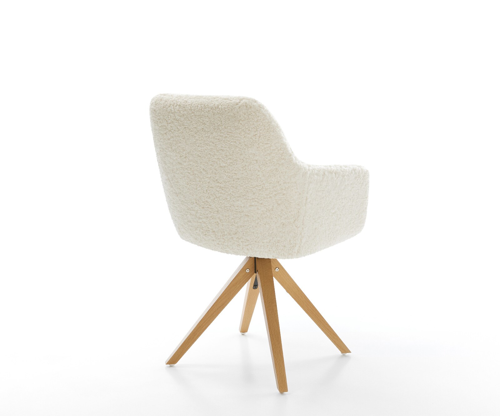 Draaistoel Pejo-Flex teddy beige houten frame hoekig natuur 360° draaibaar pocketveer kern 5