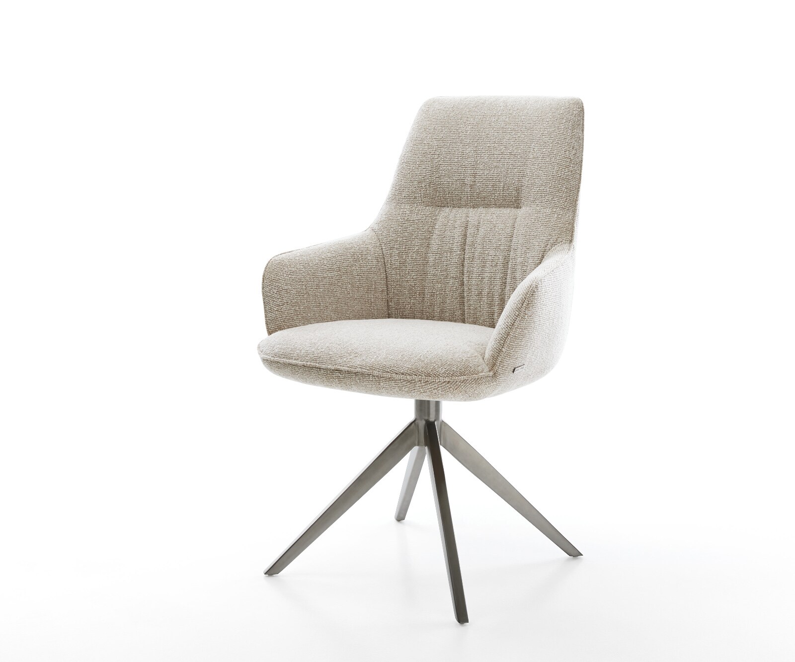 Draaistoel Zelia-Flex met armleuning geweven stof beige kruisframe breed grafiet 360° draaibaar rocker-functie pocketveer kern