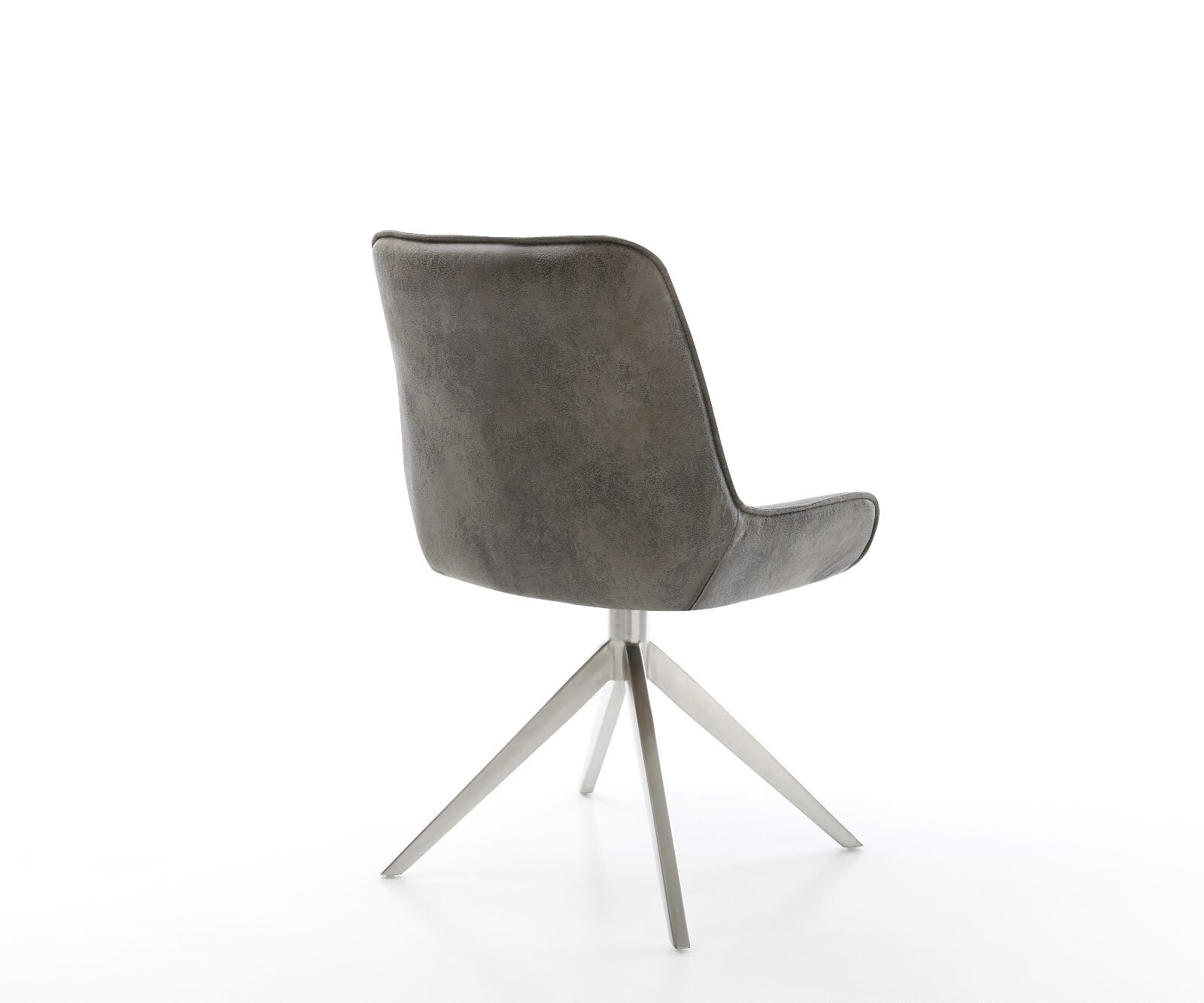 Draaistoel Taimi-Flex microvelours grijs antiek kruisframe breed roestvrij staal 360° draaibaar rocker-functie 4