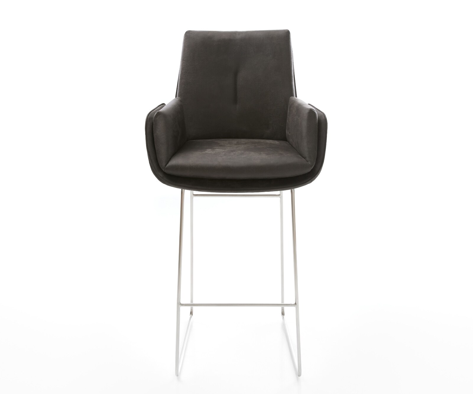 Barstoel Clea-Flex Microvezel Antraciet Vintage Sledeonderstel roestvrij staal Zilver 2