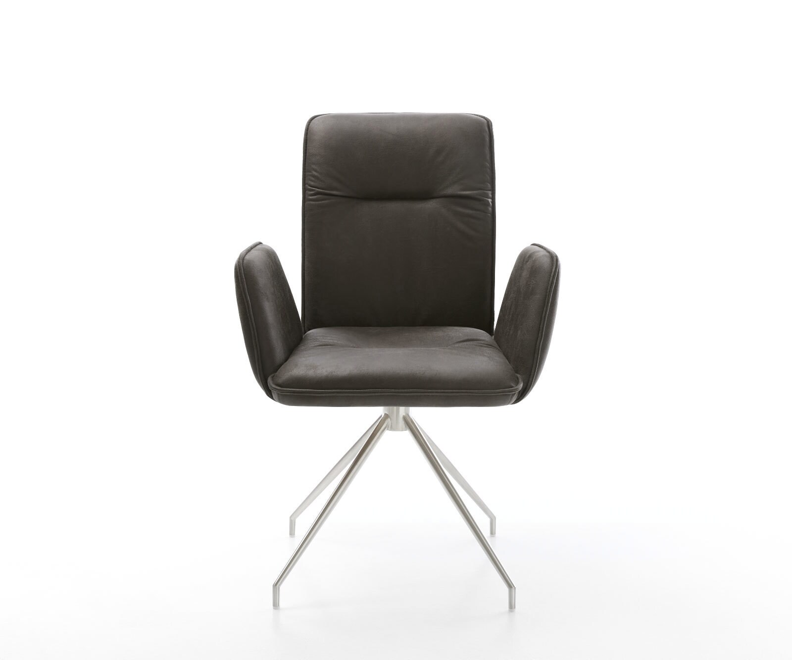 Eetkamerstoel Vinja-Flex microvelours antraciet vintage kruisframe conisch roestvrij staal 1