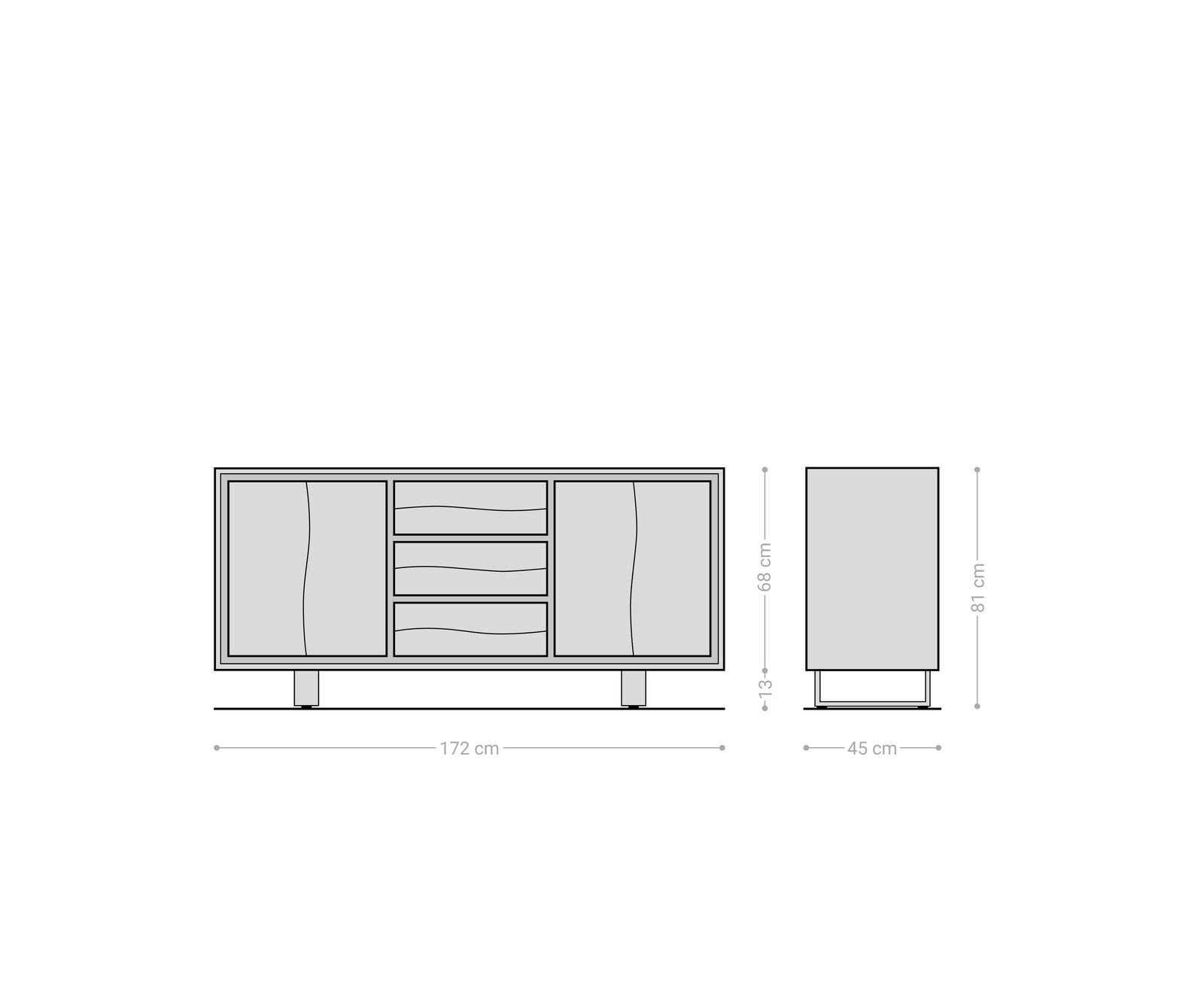 Dressoir Live-Edge 172 cm acacia natuur 3 laden 4 deuren 5