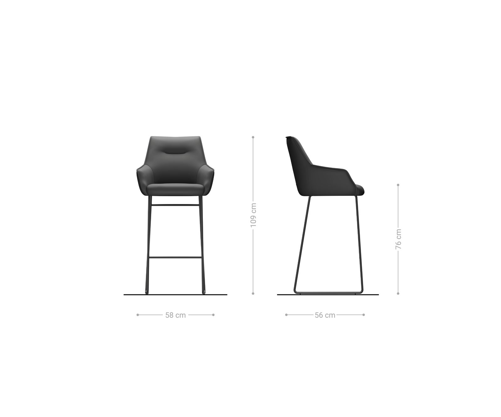 Barstoel Alja-Flex materiaalmix microvezel Mud / bouclé Mud sledeframe metaal zwart pocketvering 6