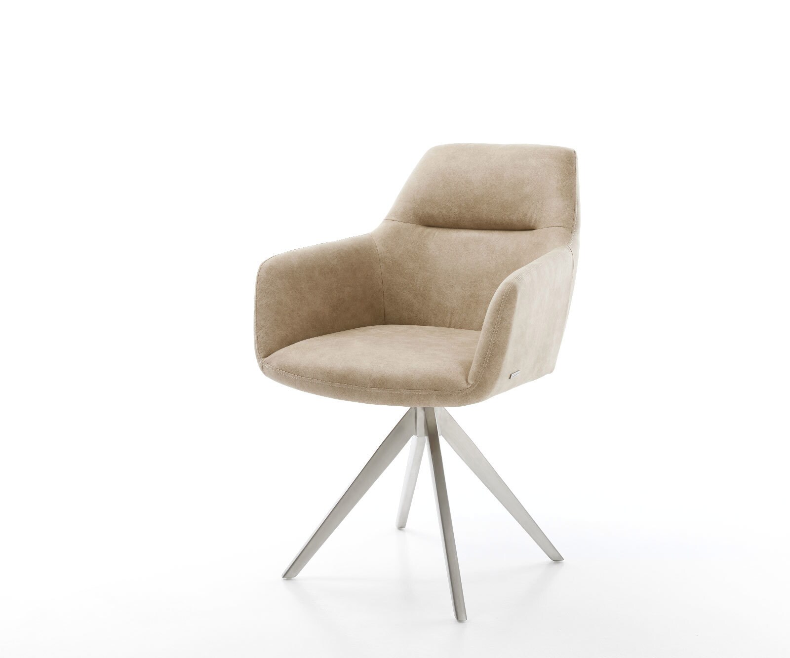 Eetkamerstoel Pejo-Flex microvelours beige vintage kruisframe hoekig roestvrij staal pocketveer kern