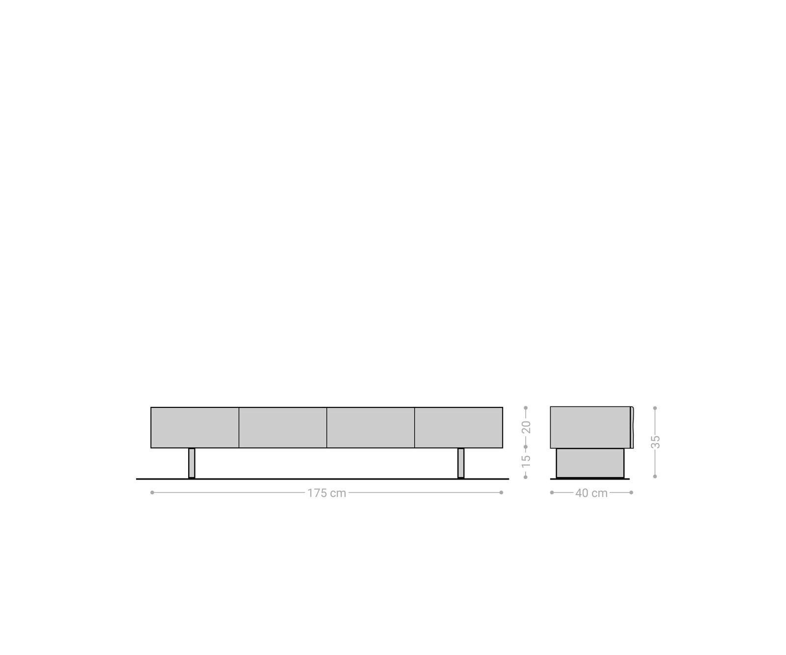 TV-meubel New Live-Edge 175 cm acacia natuur 4 deuren glazen voet 6