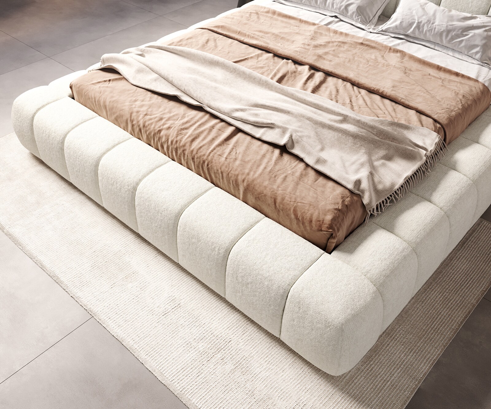 Gestoffeerd bedframe Cutio 180x200 cm bouclé Soft Beige 4