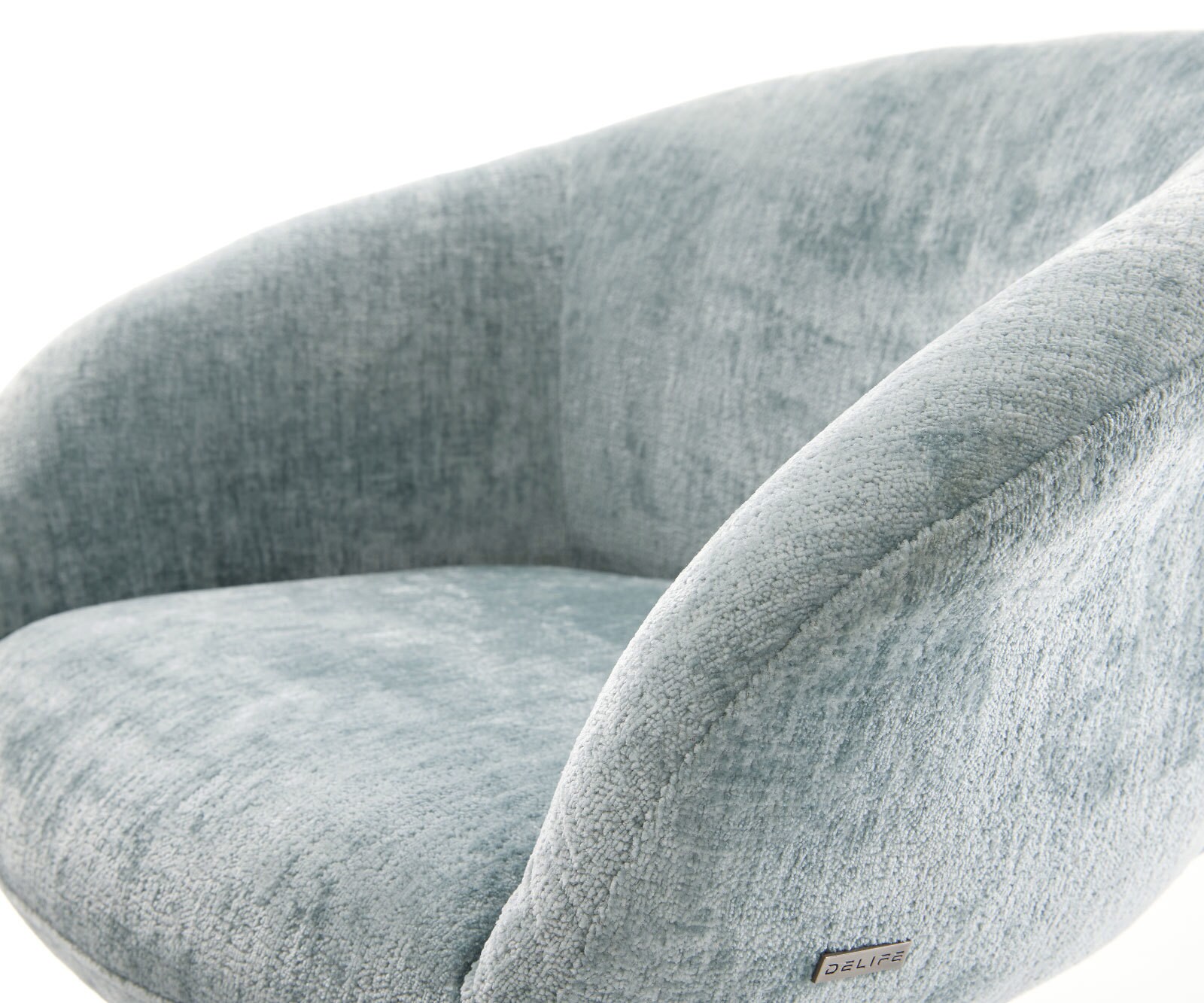 Draaistoel Vinka-Flex met armleuning chenille pastelblauw kruispoot roestvrij staal 360° draaibaar rocker-functie pocketveer kern 4