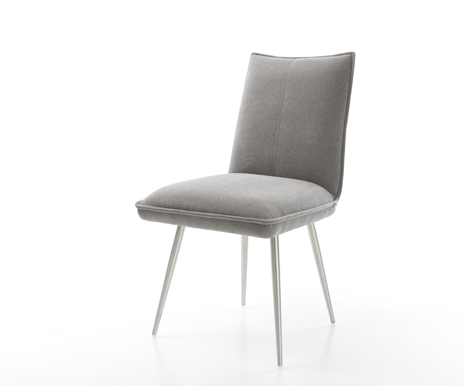 Eetkamerstoel Lelio-Flex zachte stof met structuur grijs 4-poot conisch roestvrij staal pocketveer kern 1