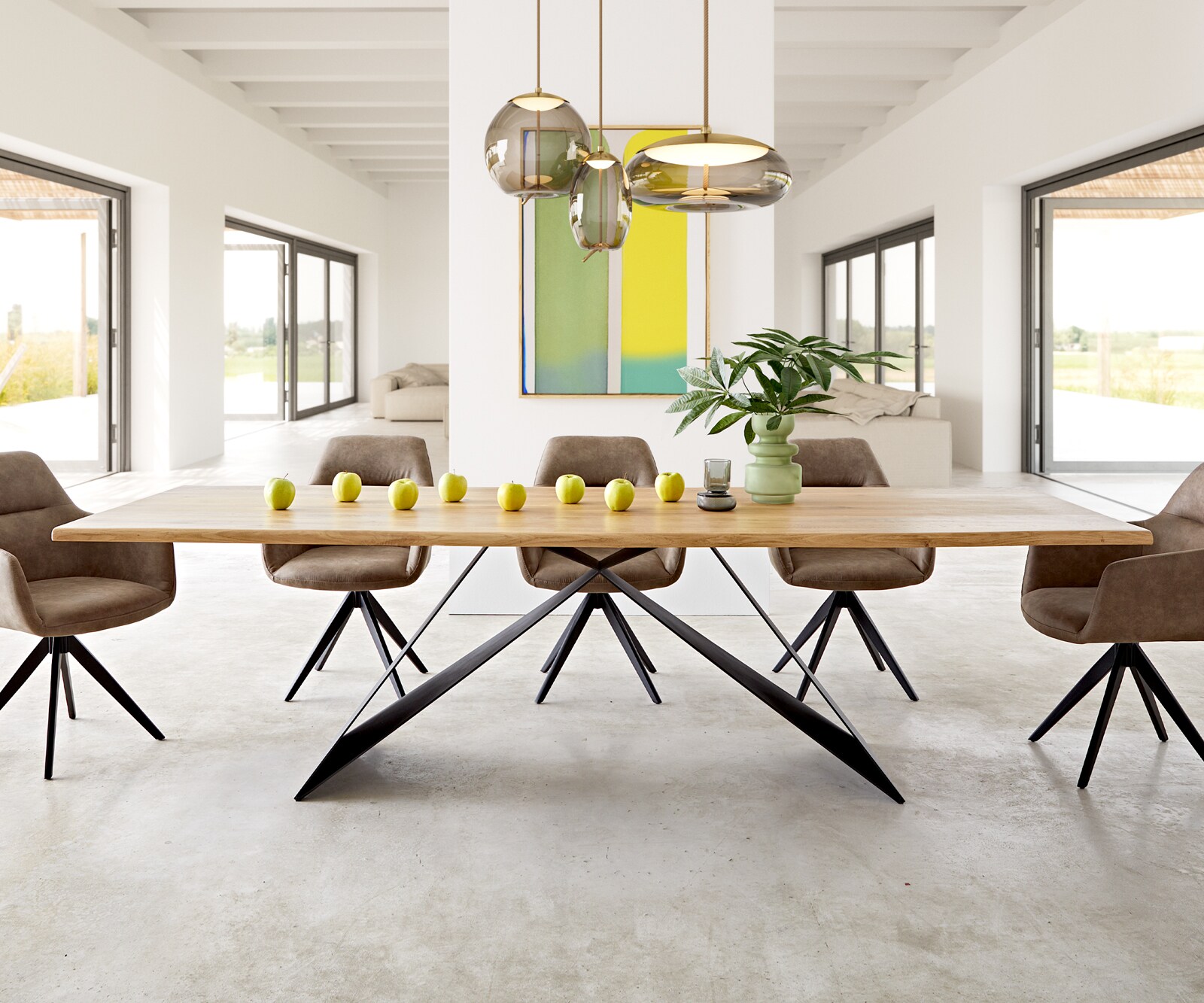 Eettafel Edge 260x100x2,5-3 eiken natuur V-frame staal  zwart  Live-Edge 1