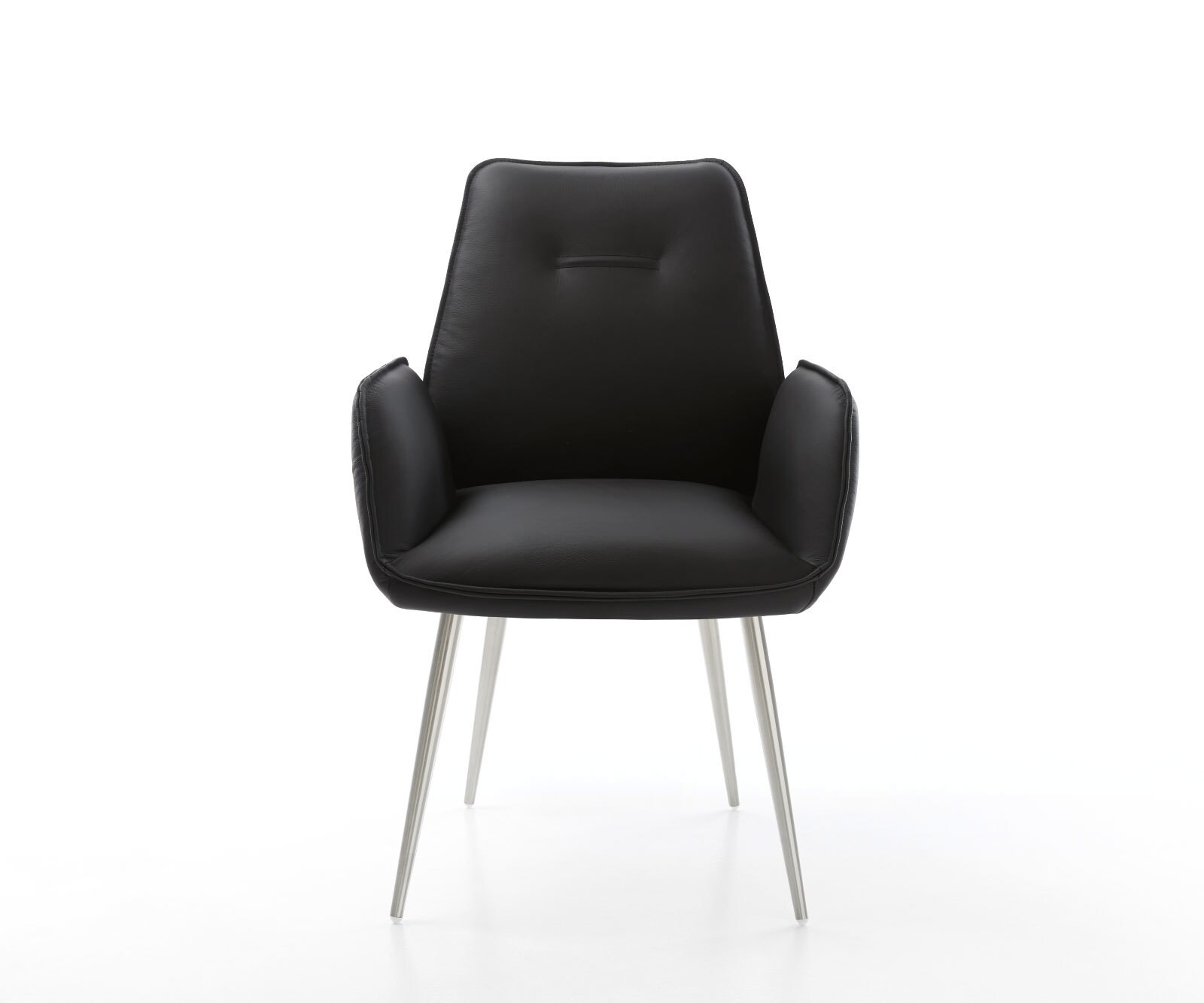 Eetkamerstoel Zoa-Flex echt leer zwart 4-poot conisch roestvrij staal pocketveer kern 1 Eetkamerstoel Zoa-Flex echt leer zwart 4-poot conisch roestvrij staal pocketveer kern 1
