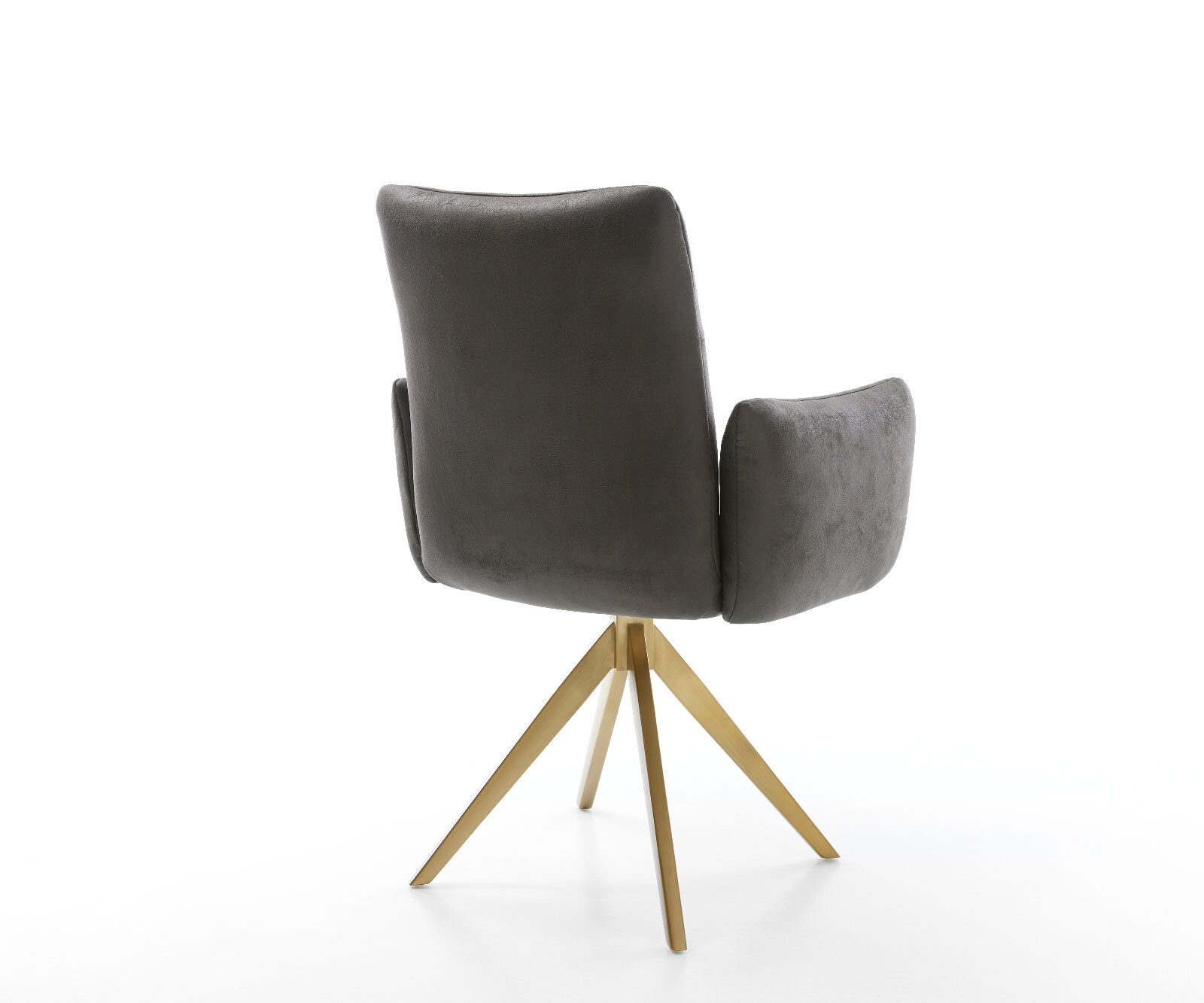Draaistoel Jova-Flex met armleuning microvelours antraciet vintage kruisframe hoekig goud 180° draaibaar pocketveer kern 4