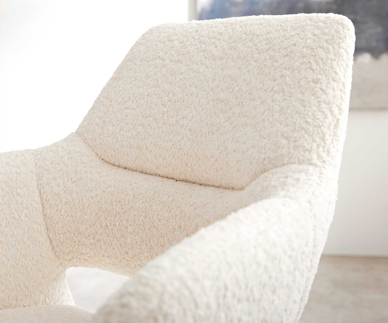 Draaistoel Yago-Flex XL met armleuning bouclé wit kruisframe breed zwart 360° draaibaar 4